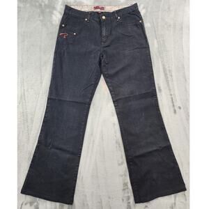 Vintage Fetish Jeans Women 13/14 Blue Dark Wash Low Rise Flare Leg Stretch Denim